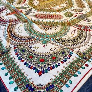 Authentic Hermès "Parures des Maharajas" large cashmere and silk shawl